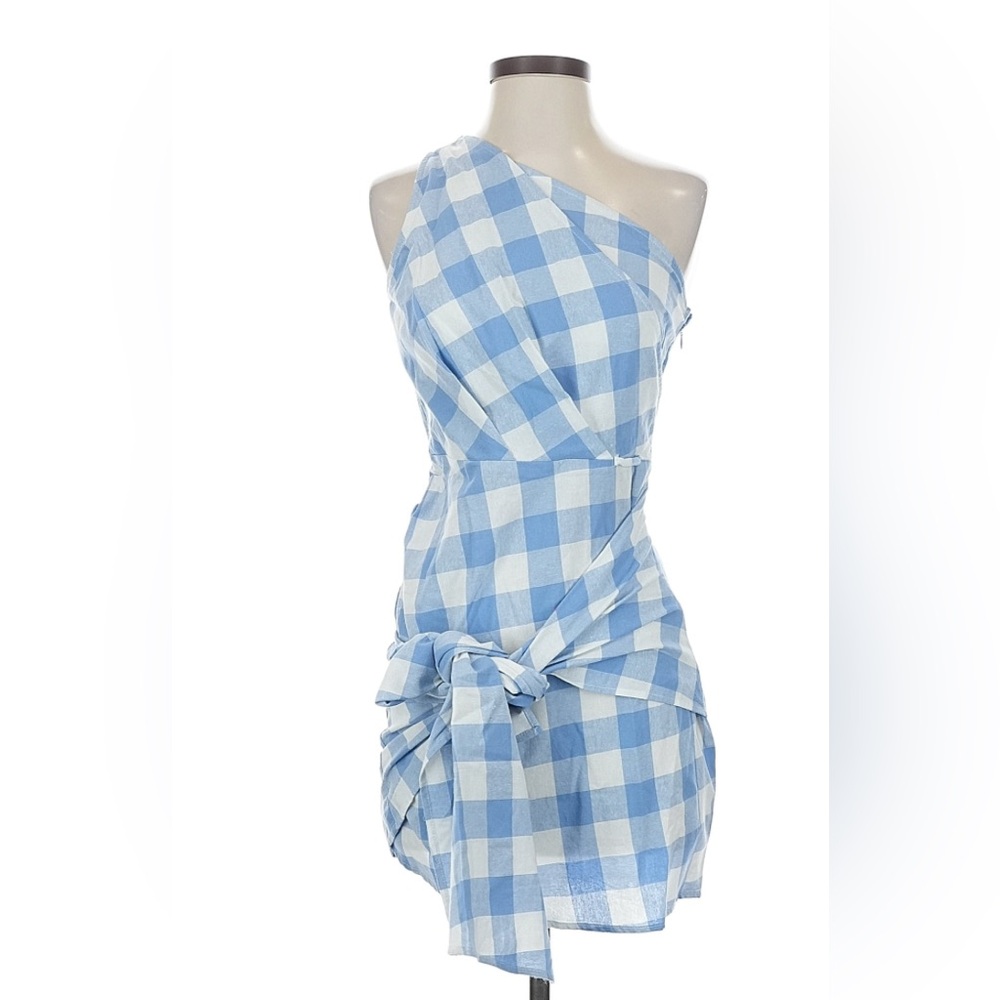 Blue and White Lena Checkered Dress S